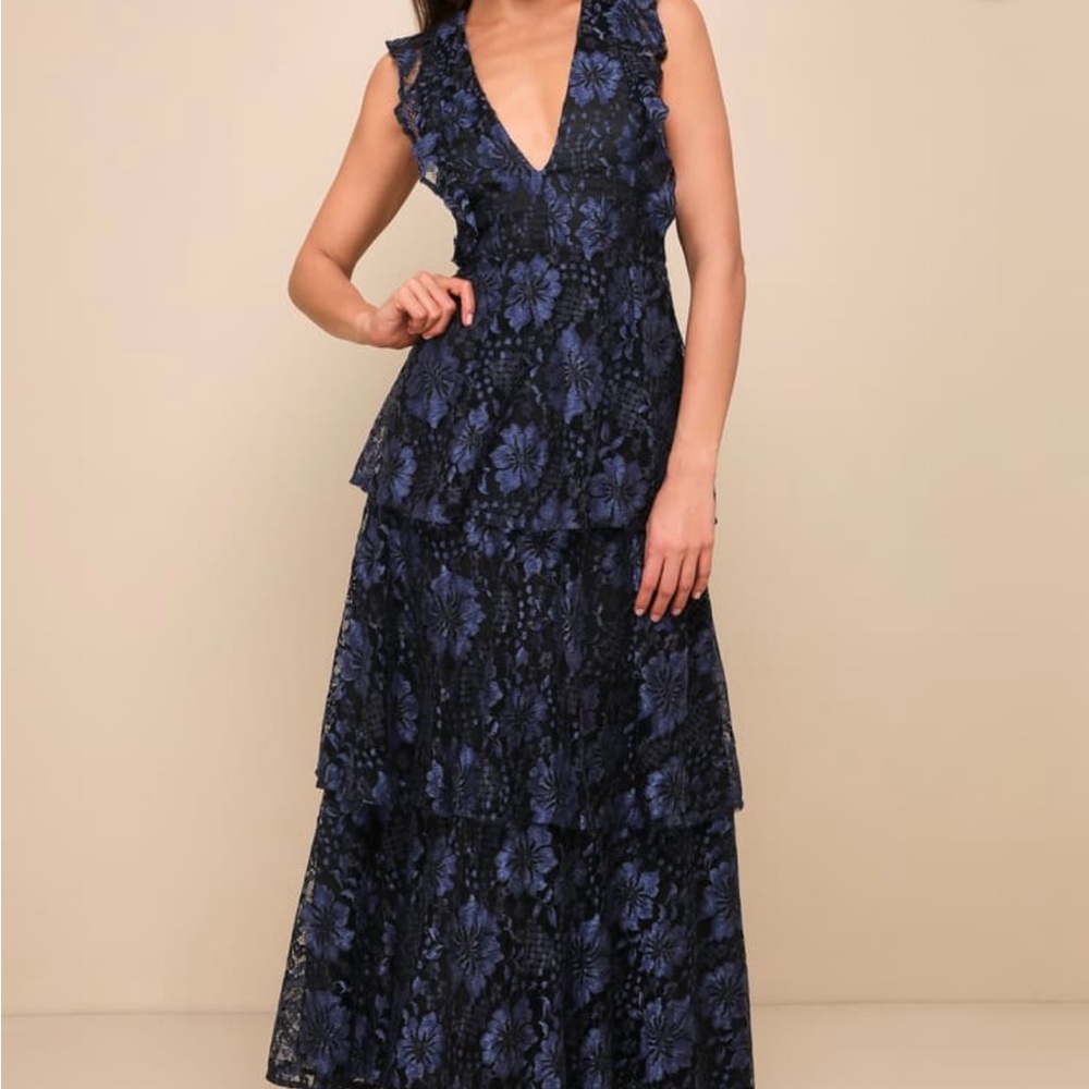 Floral Sleeveless Blue Dress